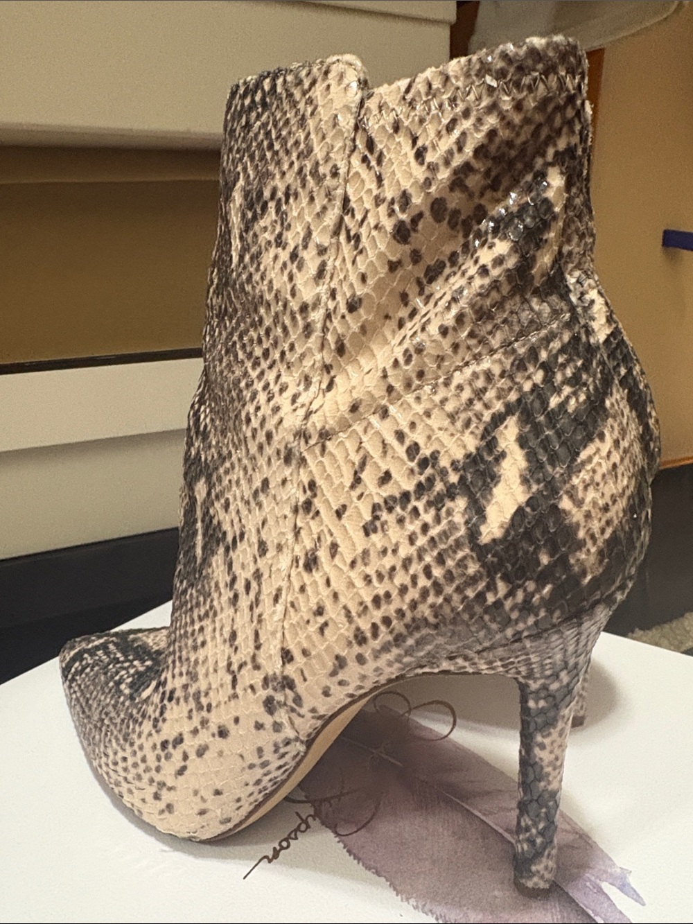 Jessica Simpson Neutral Python-Print Pointed Toe Ankle Boots - Picture 5 of 8
